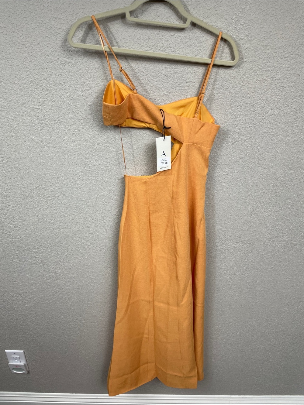 NWT Atoir Laura Dress Side Cut Out Mango Orange Midi Sz 2 - Picture 6 of 12